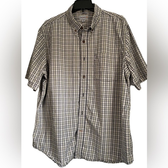 Carhartt Short Sleeves Casual Relax Fit Crewneck Button Down Shirt Size 2XL - Picture 1 of 7